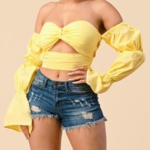 Sexy Pouffe Sleeve Off the Shoulder Top